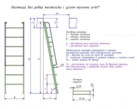 подвала и углом наклона полотна более 60º